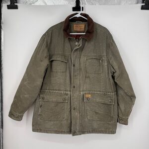 Outback Trading Co Coat Chore Utility Barn Field Green Distressed Mens Sz L